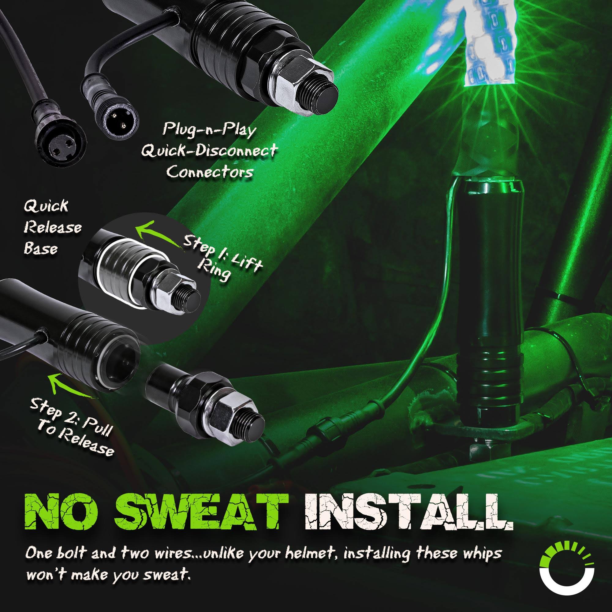 6ft Spiral LED Whip Lights with Wireless Remote J424