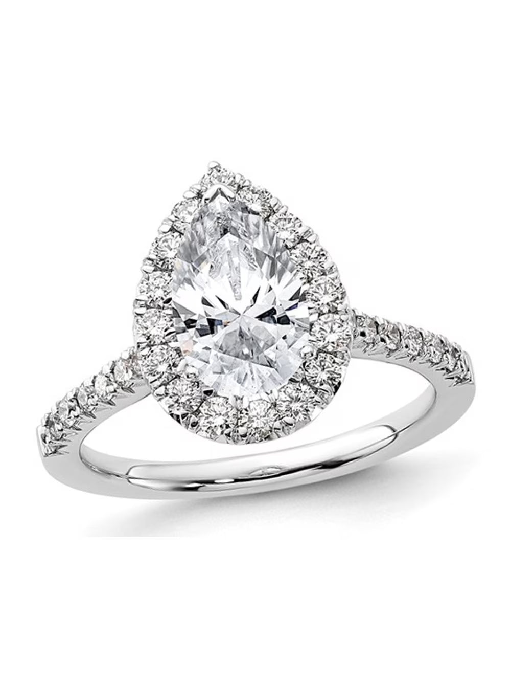 14K White Gold Pear Diamond Engagement Ring K930