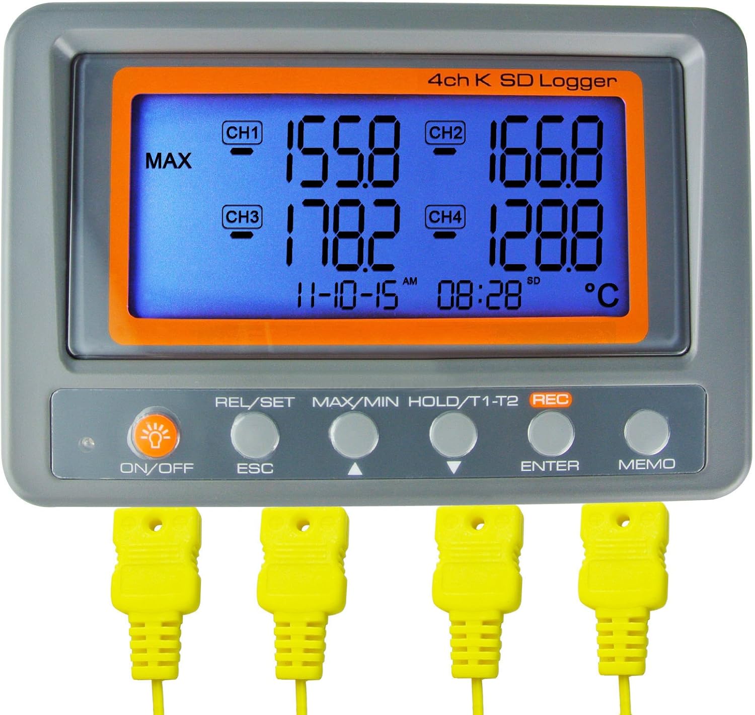 4 Channel K Type Thermometer Data Logger Thermocouple Temperature with 2 Bead Type K-Thermocouple Probe P70070