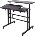 Black Mobile Sit-Stand Desk Cart B9902