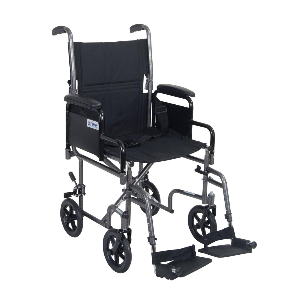 Lightweight Steel Transport Wheelchair with Detachable Desk Arms X409525