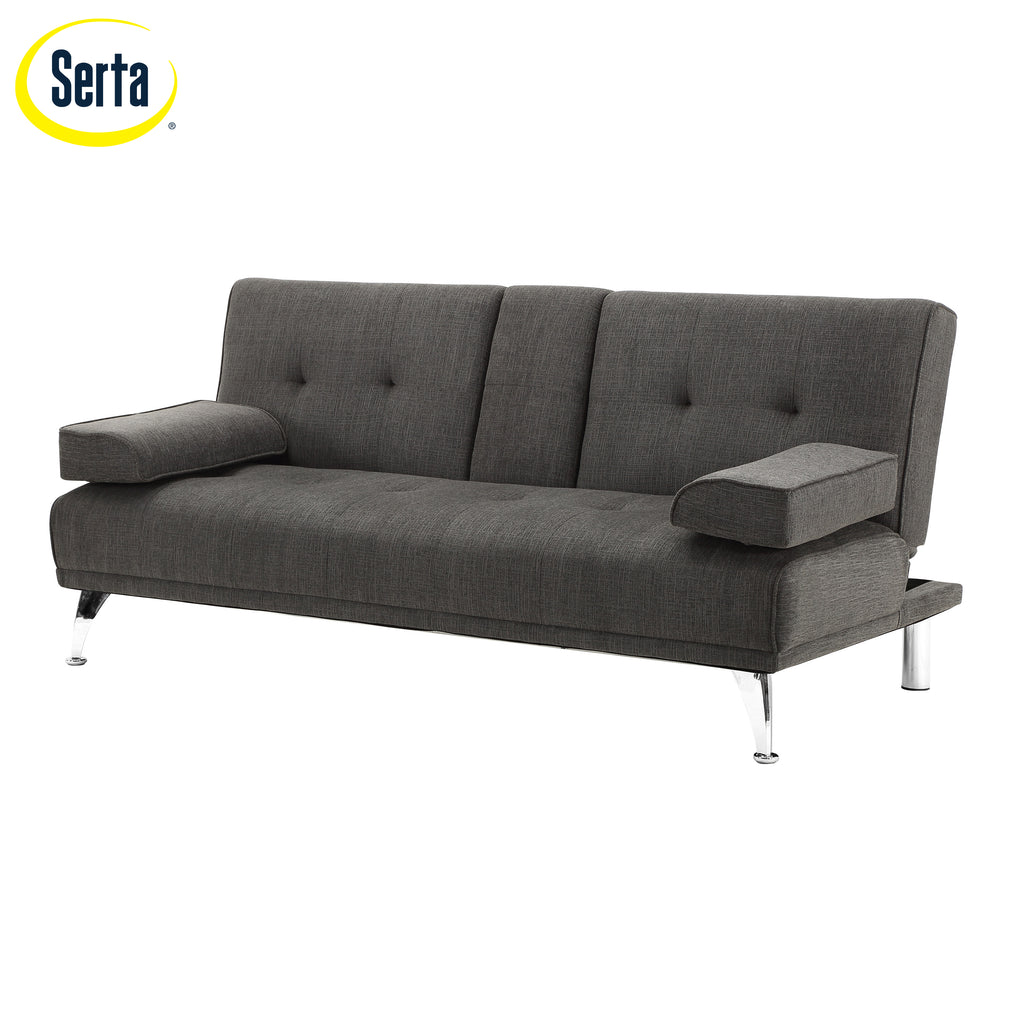 Charcoal Gray Fabric Indoor Sectional Sofa with Chaise I52496