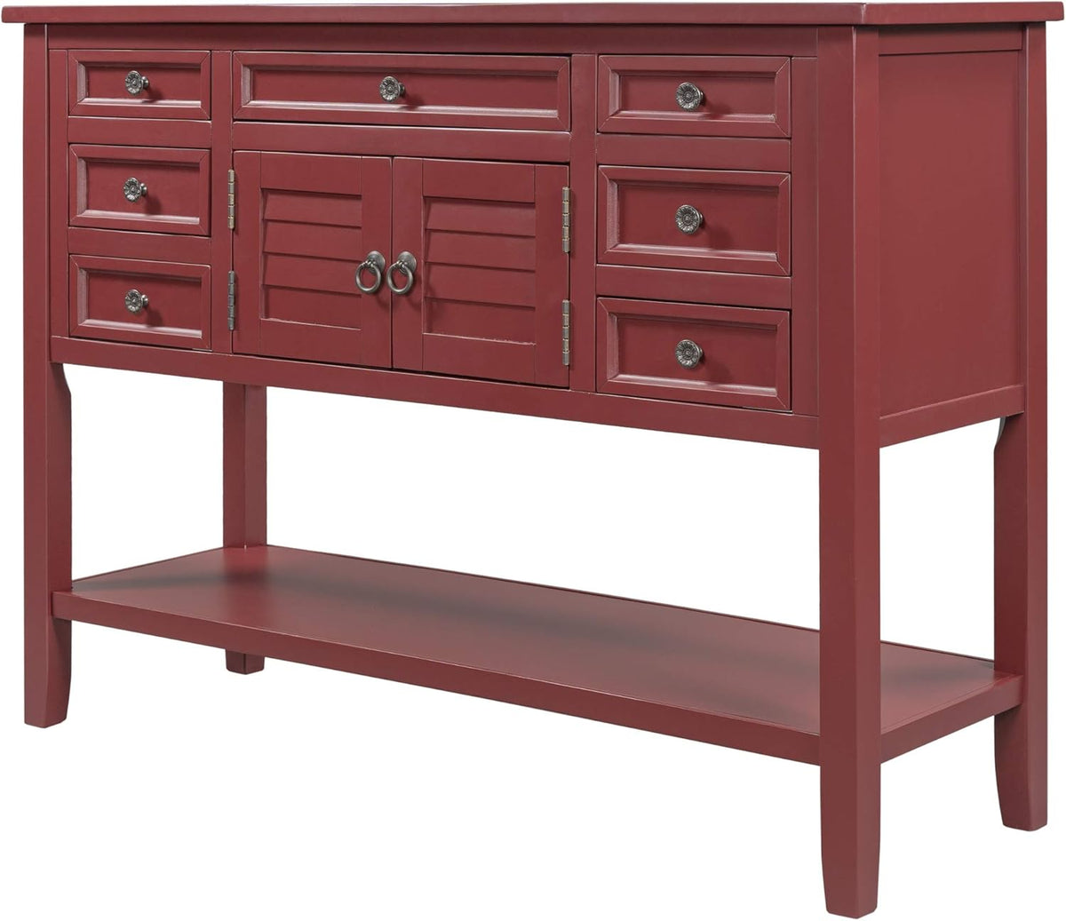 Navy Blue Console Table with 7 Drawers and Cabinet J278025