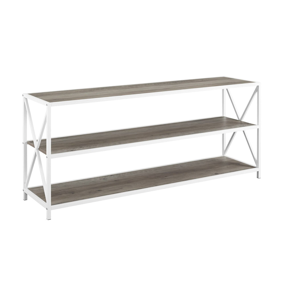 X-Frame 60x22 Wide 2 Shelf Laminate Shelving Unit Slate Gray / Black Y694