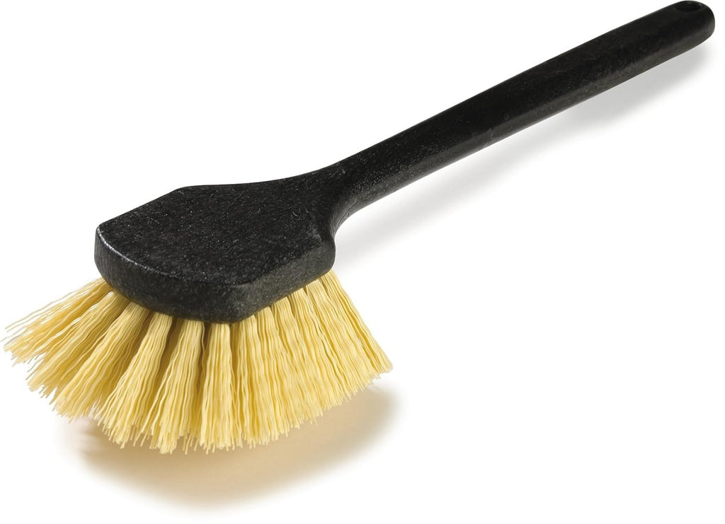 Utility Scrub Brush, 2-Long Brown Polypropylene Bristles, Plastic Block, 8-1/2 L x 3 W B772037