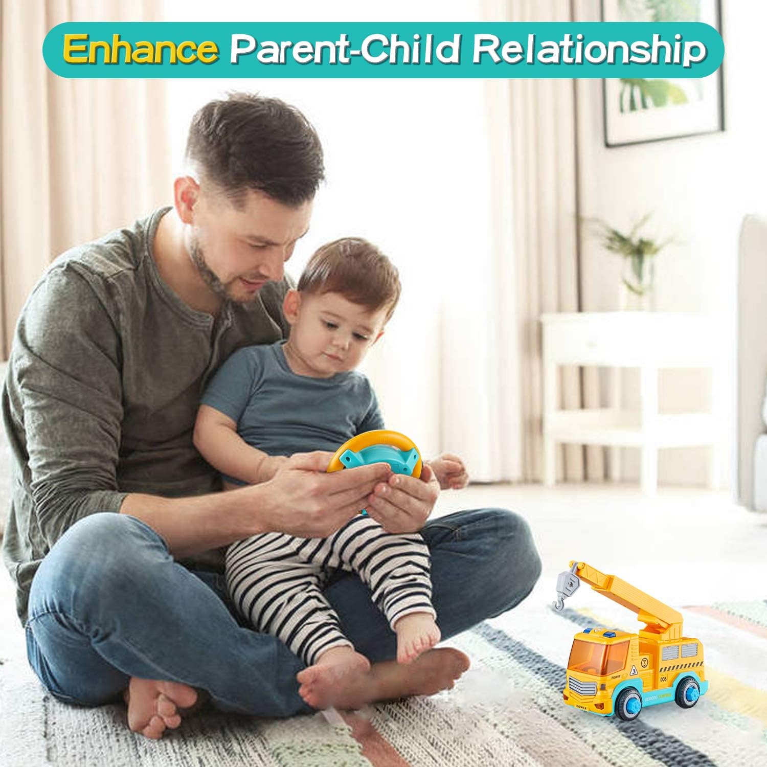 Take Apart Car STEM Toy Building Set with Electric Toy Drill and Remote Control Construction Vehicle Y49354