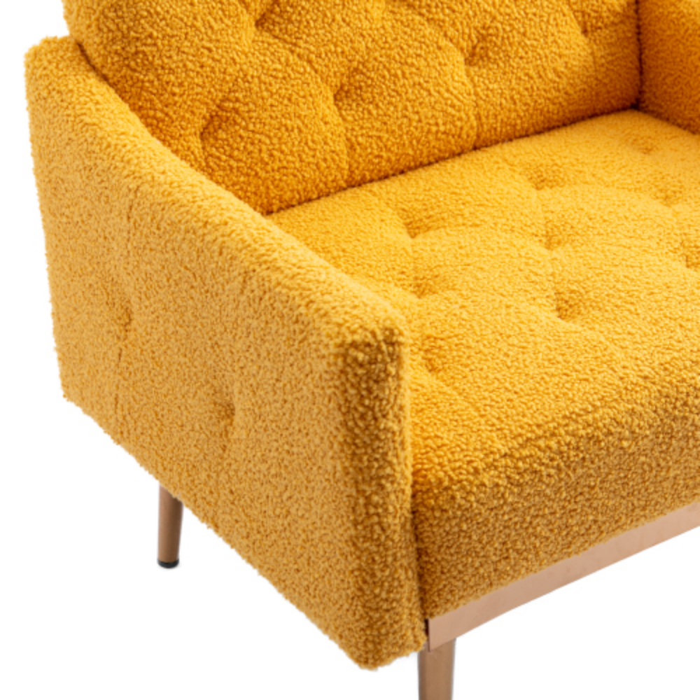 Camel Mustard Teddy Accent Chair with Metal Feet F3784
