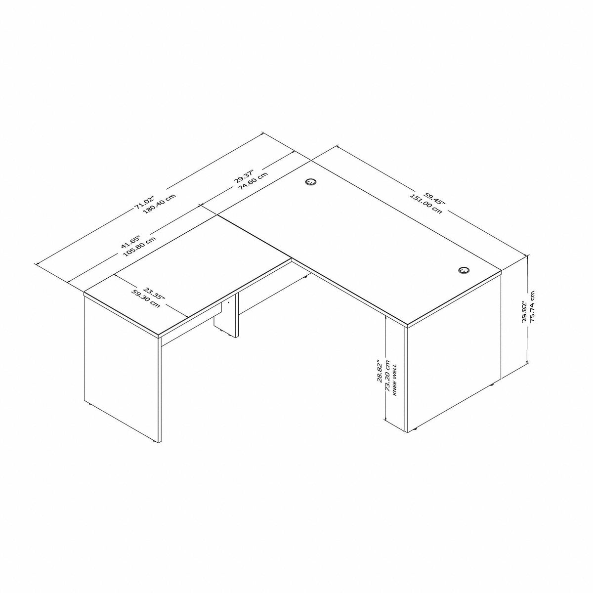 60 x 30 in. L Shaped Desk with 42 in. Return Platinum Gray R992