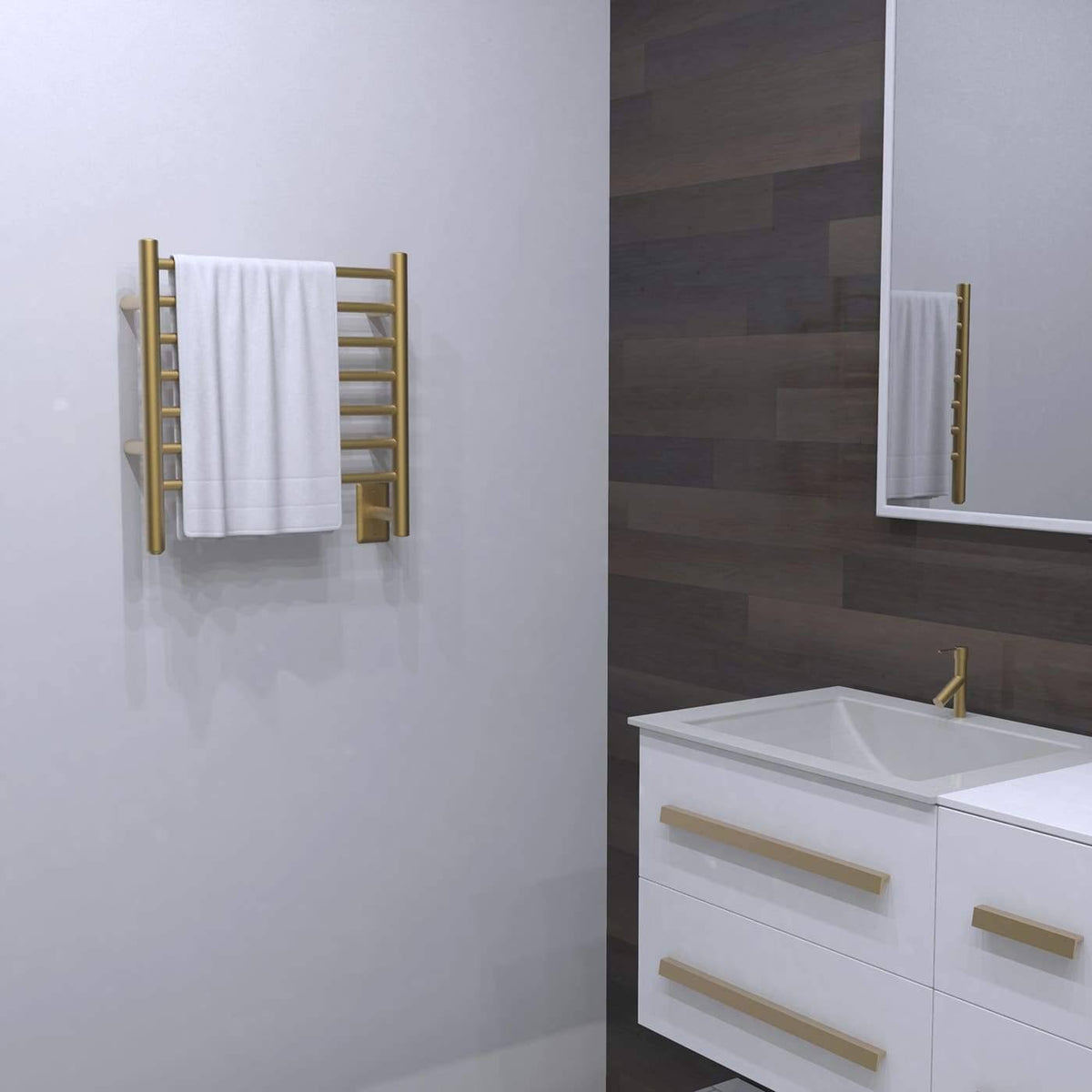 Satin Brass Heated Towel Rack M38456