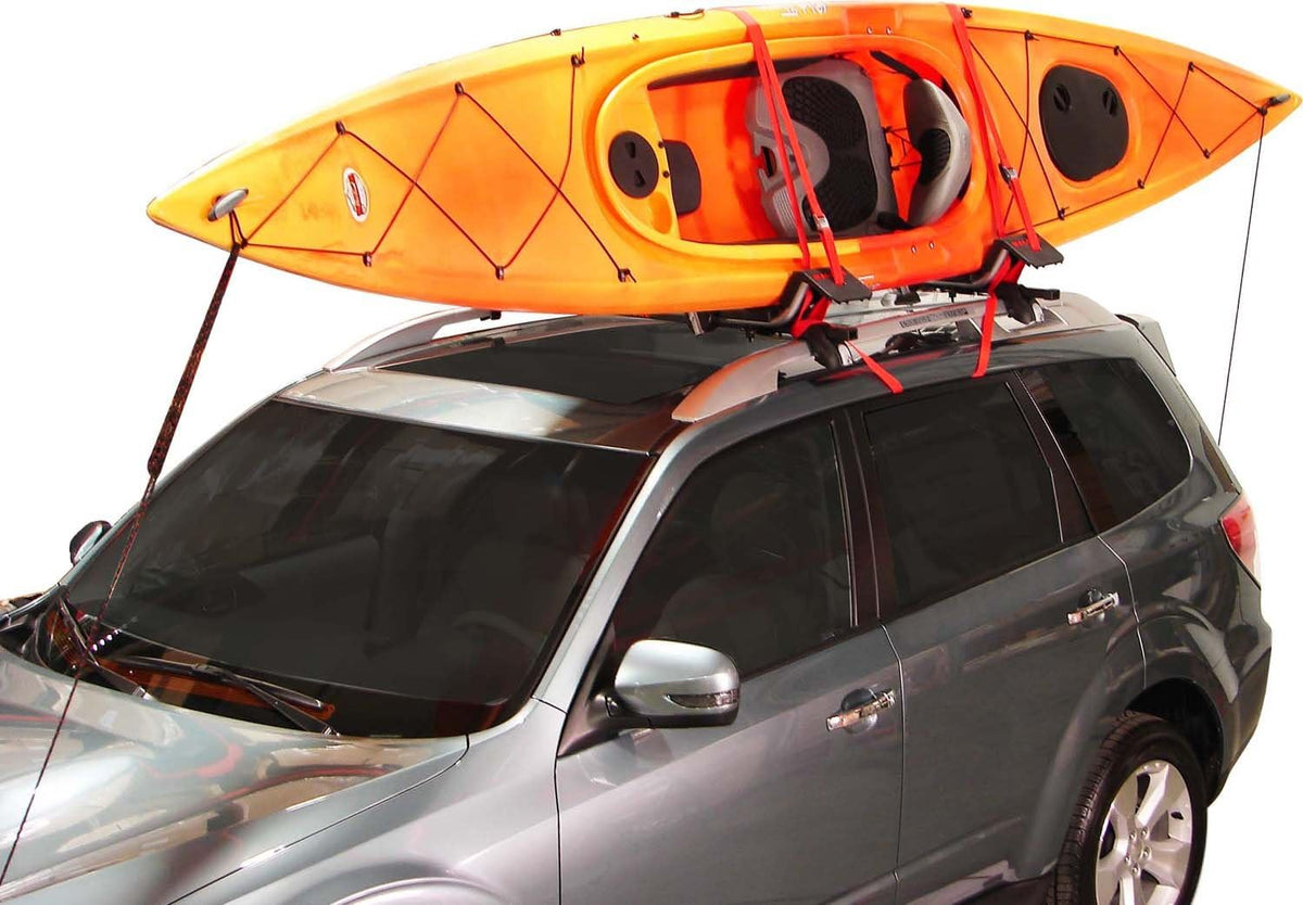 Folding J-Style Universal Car Rack Kayak Carrier with Bow and Stern Lines C379577