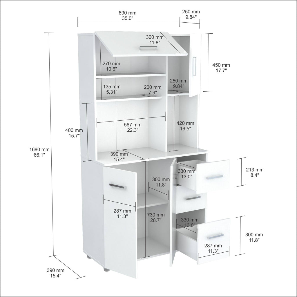 White Kitchen Storage Cabinet Z787884