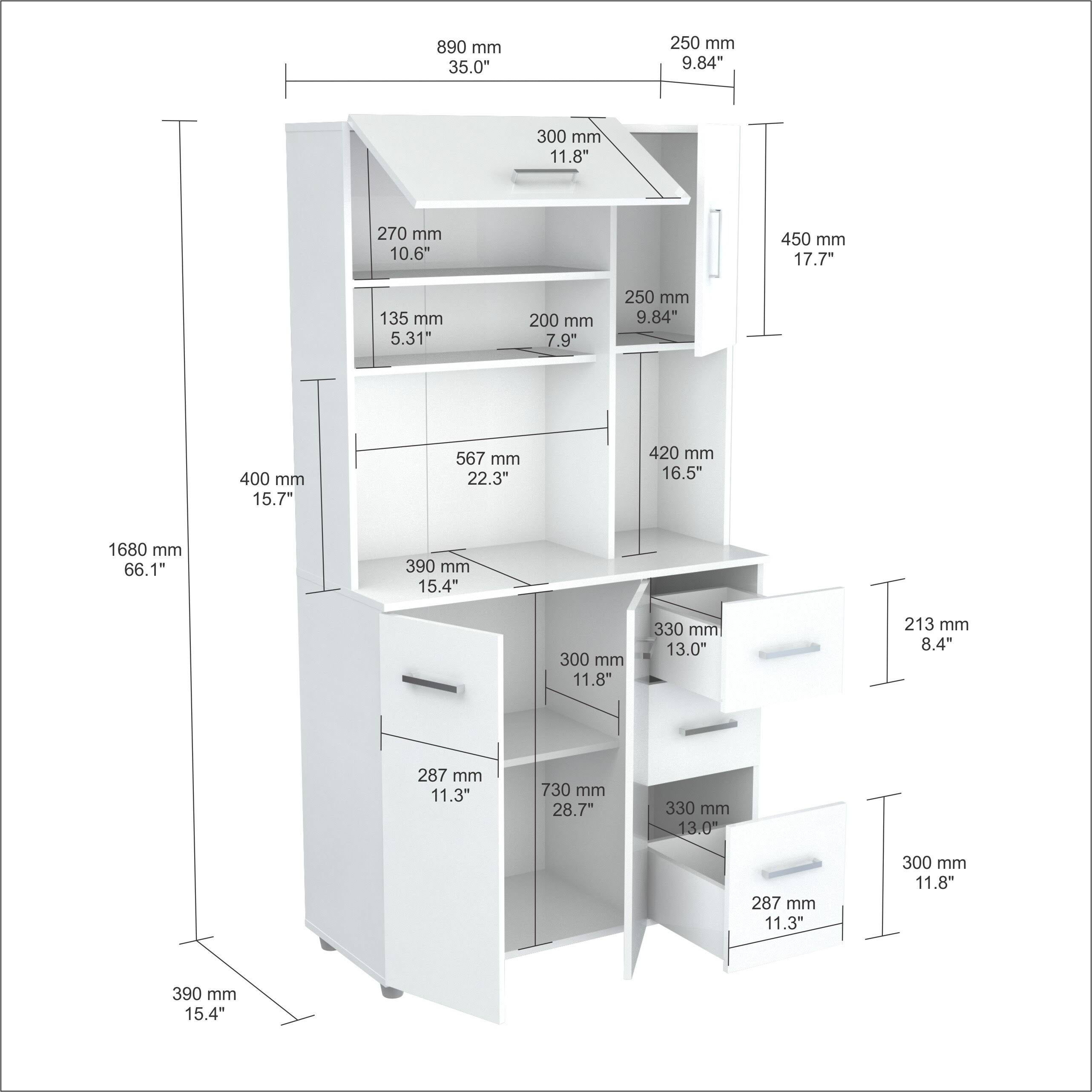 White Kitchen Storage Cabinet Z787884
