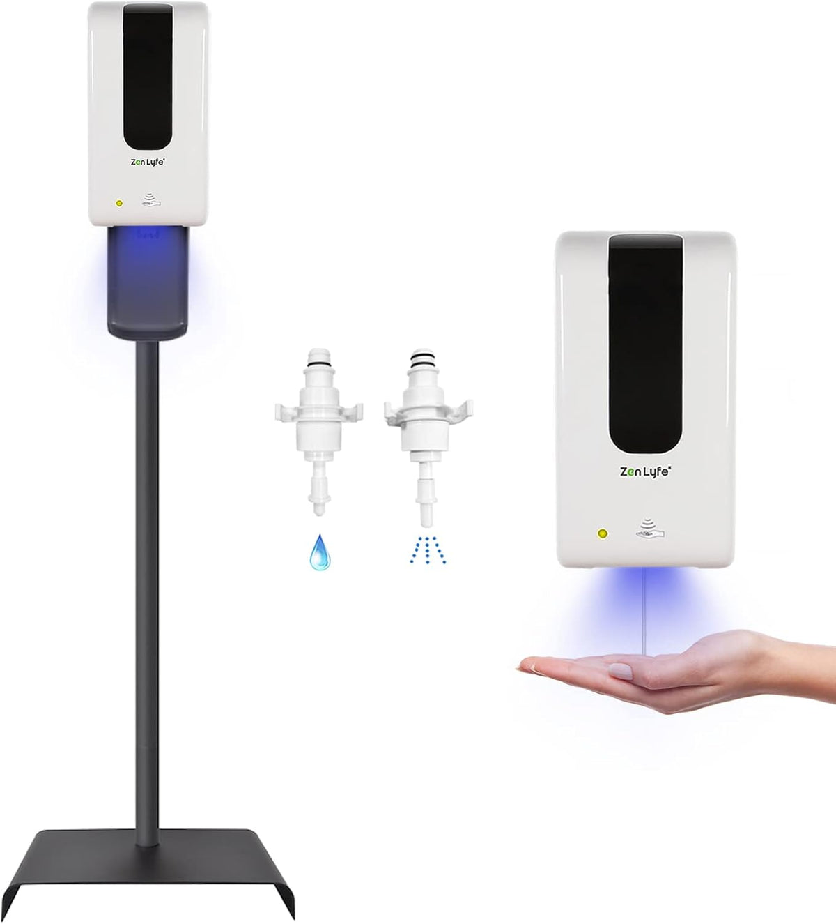 Automatic Hand Sanitizer Dispenser with Stand and Drip Catcher and Refillable Bottle (White) G51508