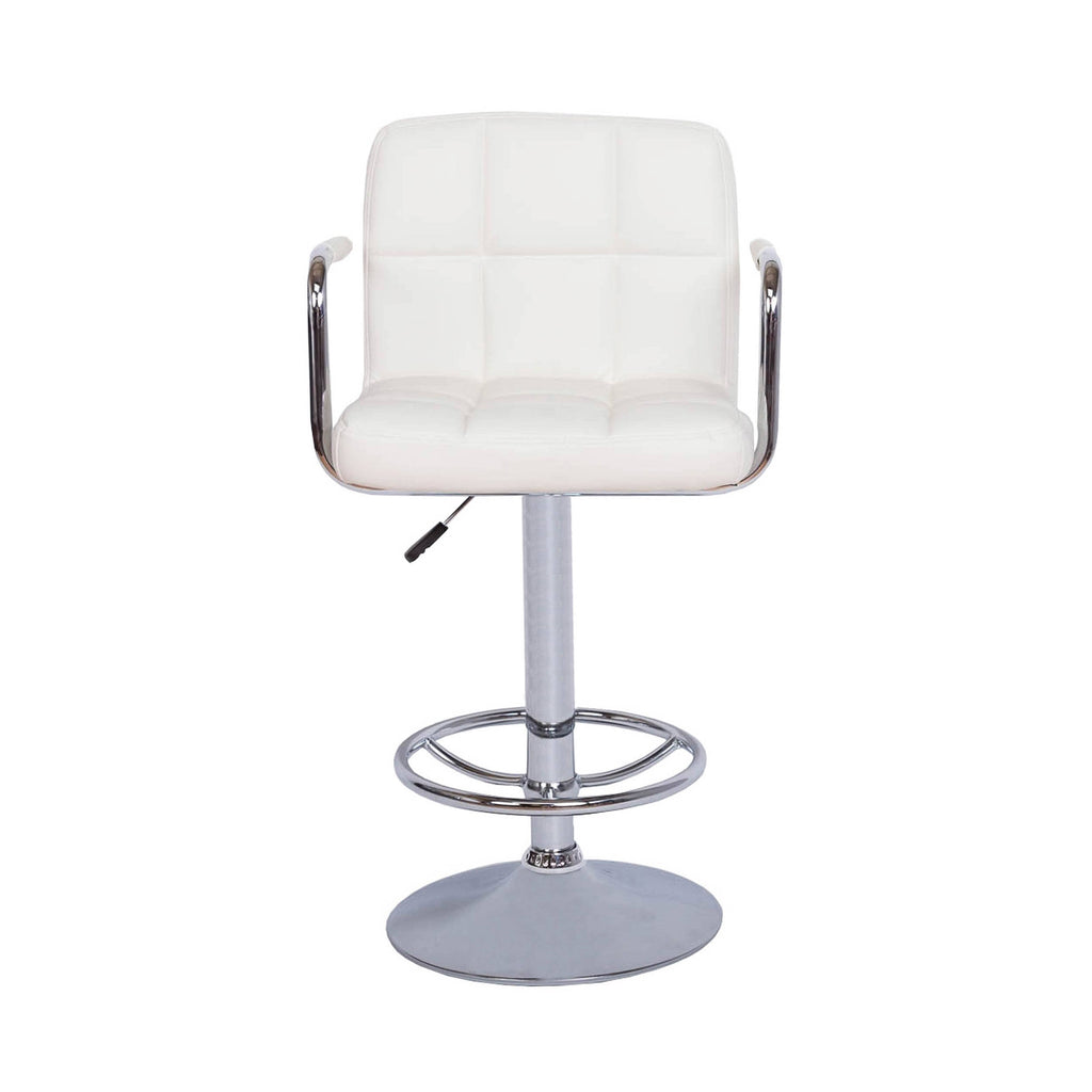 Ivory Adjustable Height Swivel Barstools with Armrest and Footrest (Set of 2) P9770
