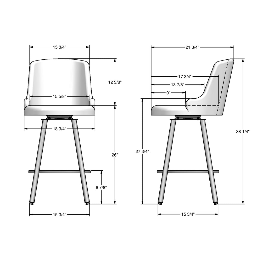 Swivel Counter Stool - Silver Grey Polyester / Black Metal G787344