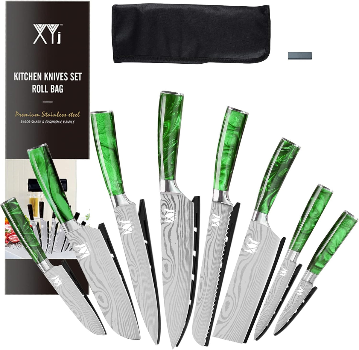 8-pieces Stainless Steel Kitchen Knife Set with Carry Roll Bag E382815