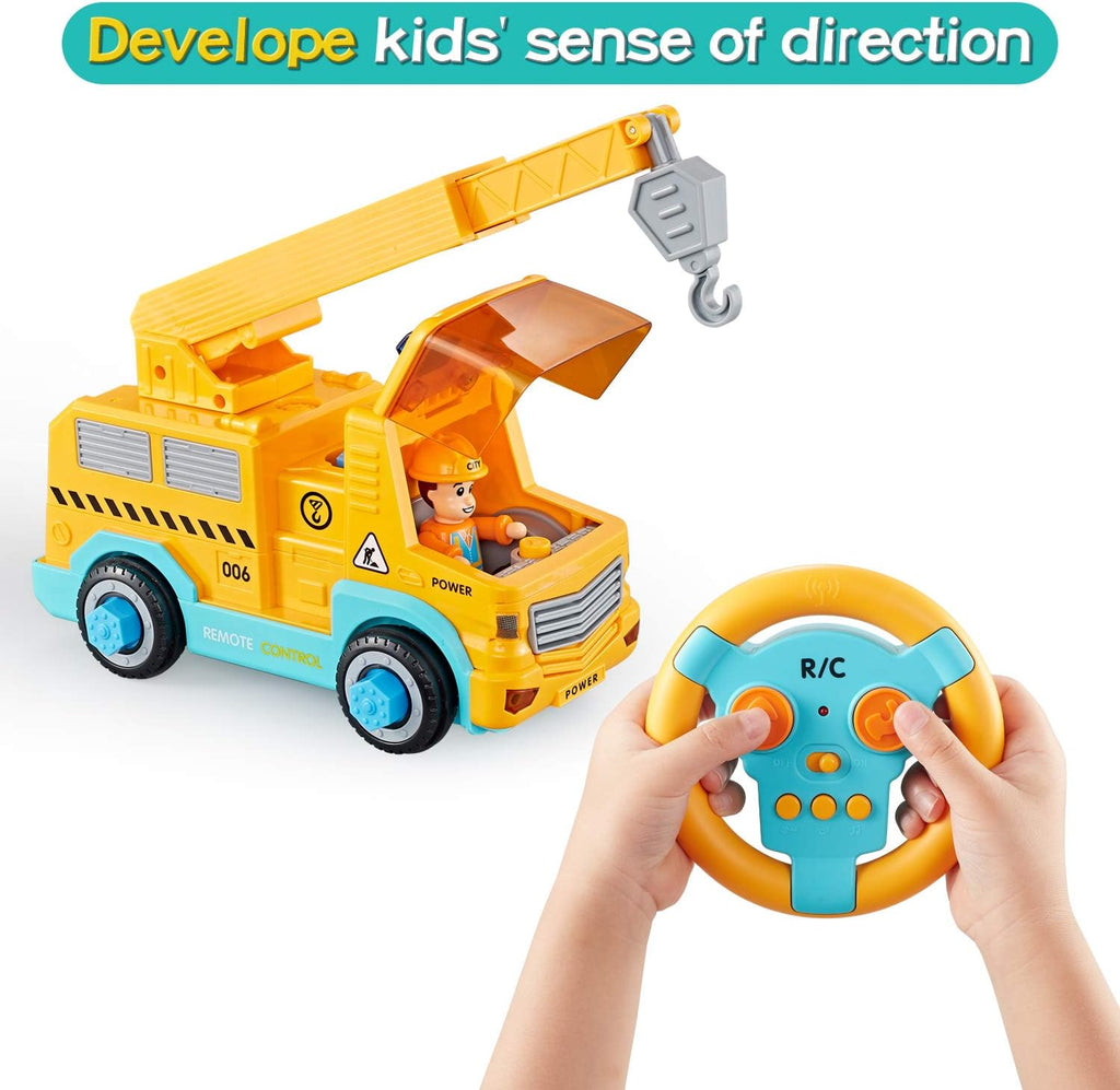 Take Apart Car STEM Toy Building Set with Electric Toy Drill and Remote Control Construction Vehicle Y49354