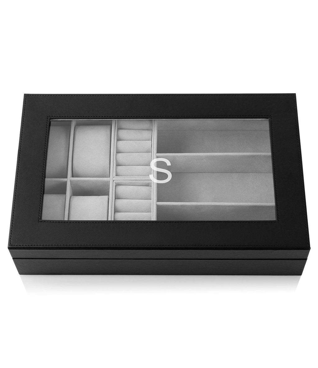 Black Vegan Leather Valet Box V809