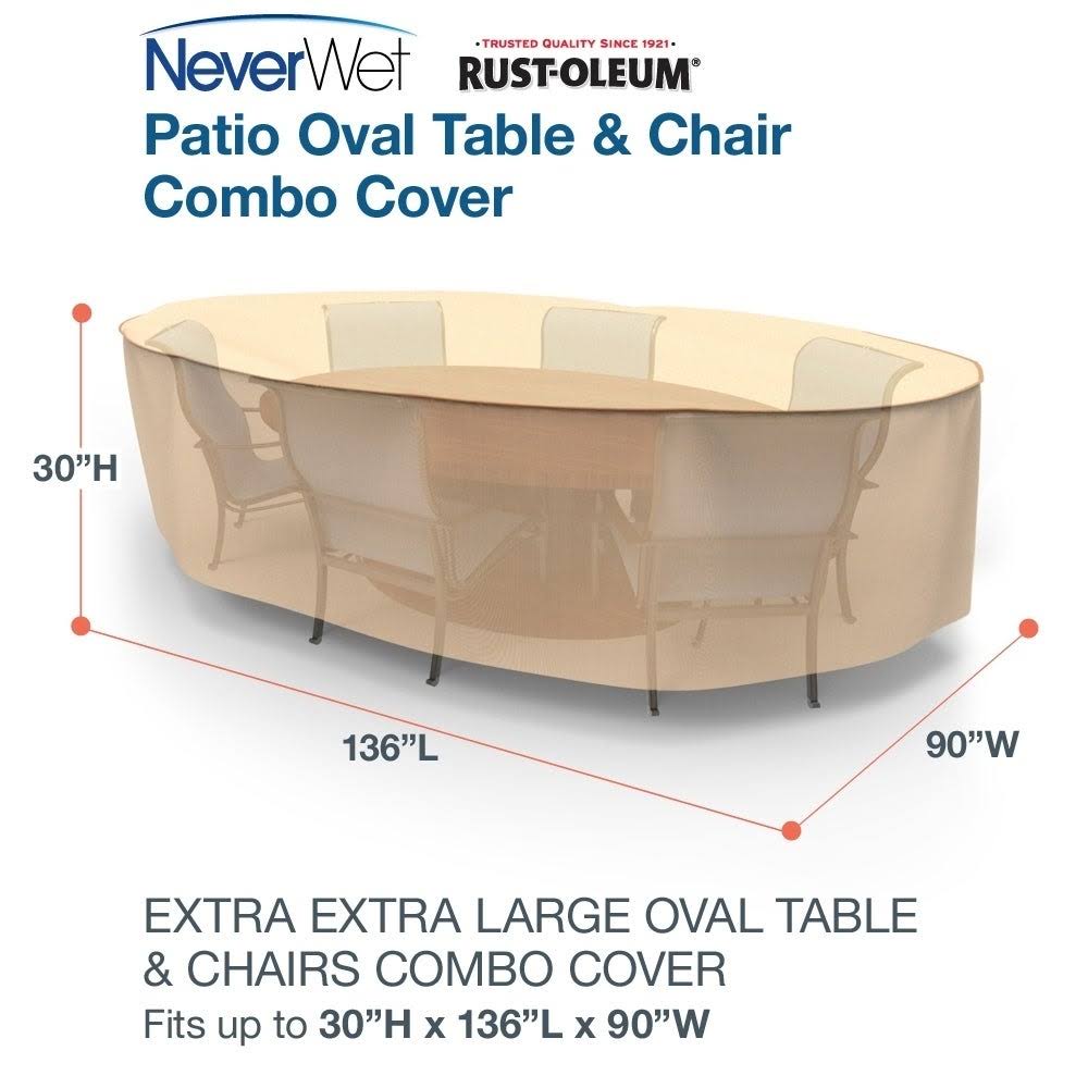 Tan Extra-Extra-Large Patio Oval Table and Chairs Combo Cover X447