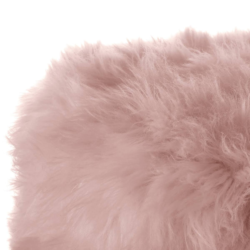 Blush/Gold Faux Fur Round Ottoman D282