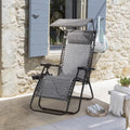 Gray Zero Gravity Folding Recliner Chair with Sunshade Canopy L26266