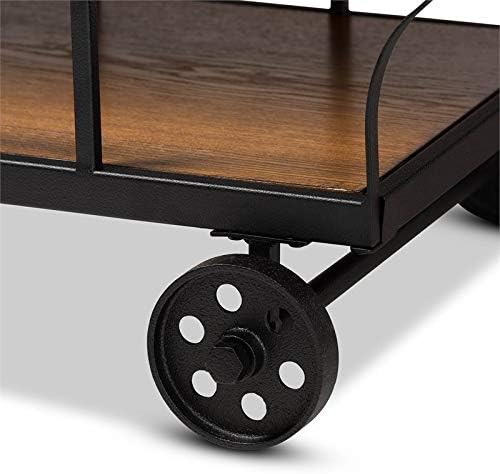 Brown Finished Wood and Black Finished Metal Console Cart O3508
