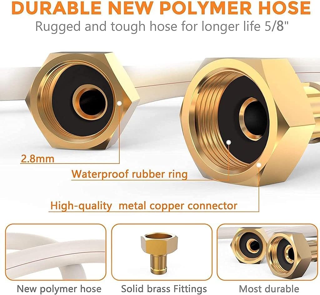 Wall Mount Retractable Garden Hose Reel, 82 FT 5/8 Inch, 8 Patterns Nozzles, Brass Connector Z886