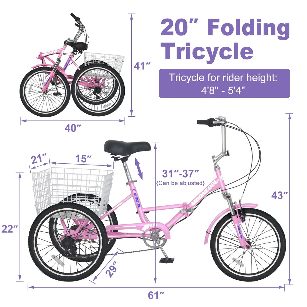 Cyan 7 Speed Adult Folding Tricycle J545291