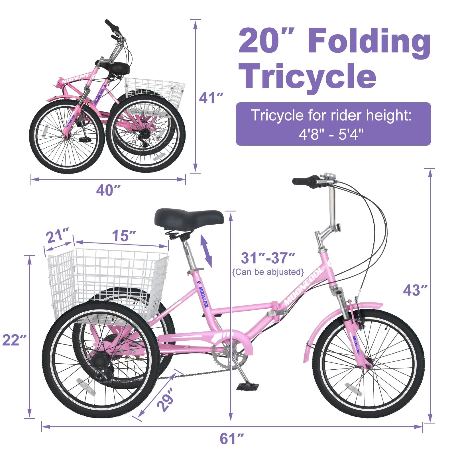Cyan 7 Speed Adult Folding Tricycle J545291