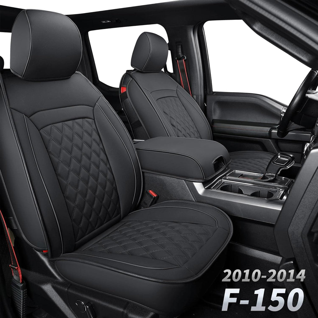 Black & Red Waterproof Faux Leather Seat Covers Full Set V31013