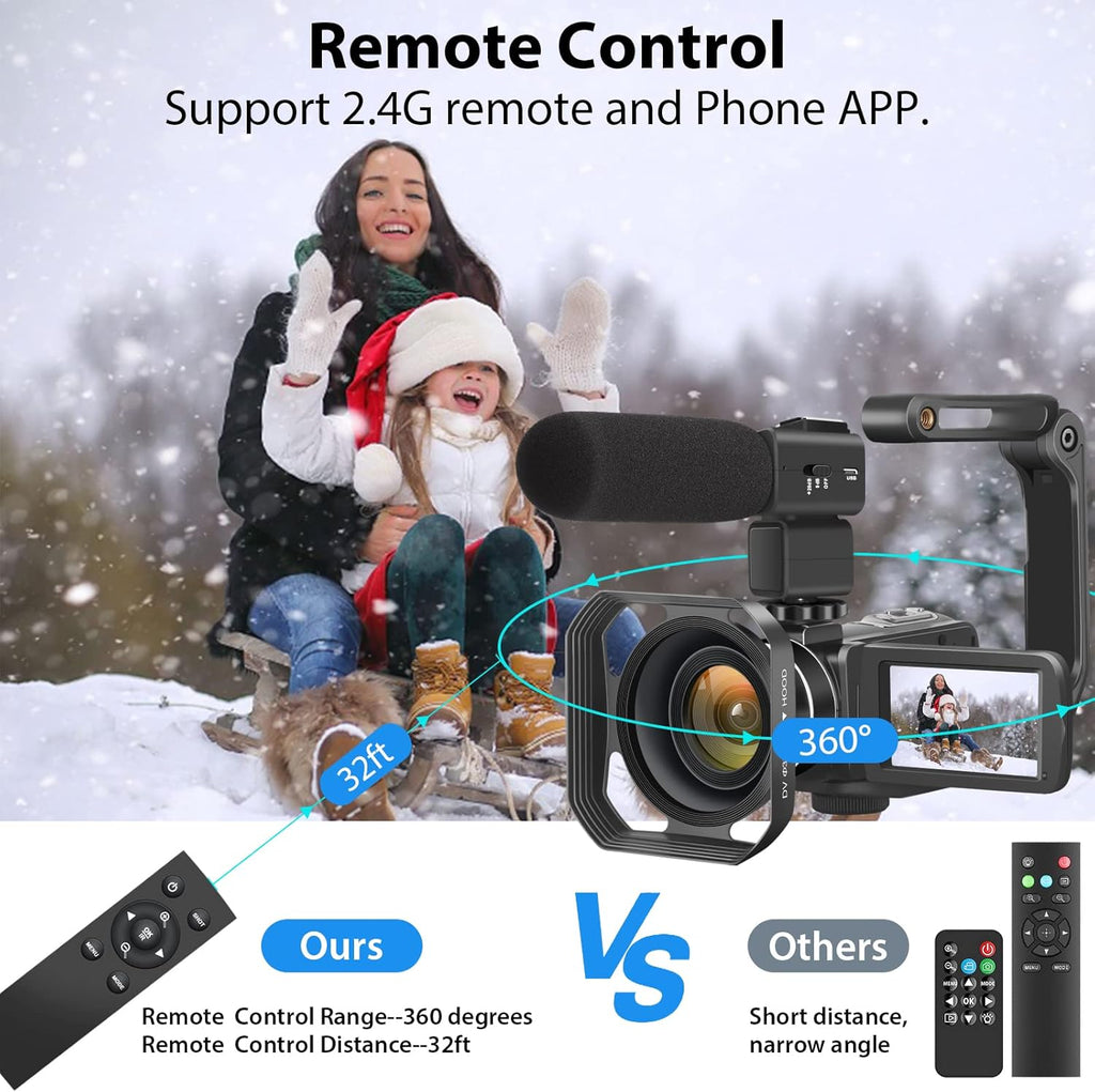 4K 56MP UHD Camcorder with IR Night Vision, 18X Digital Zoom L41858