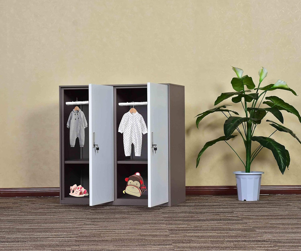 White Metal Storage Cabinet with Lock and Doors N2243