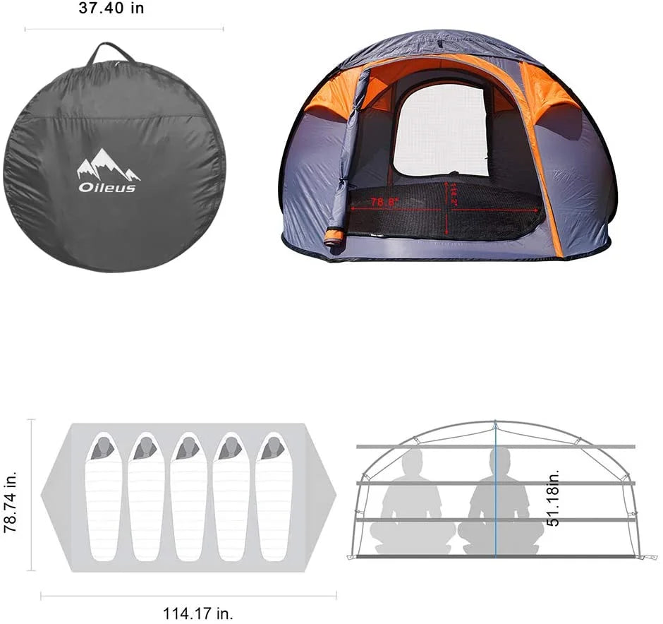 X-large Pop Up Dome Tent with Sky-window Portable Carrying Bag C734031