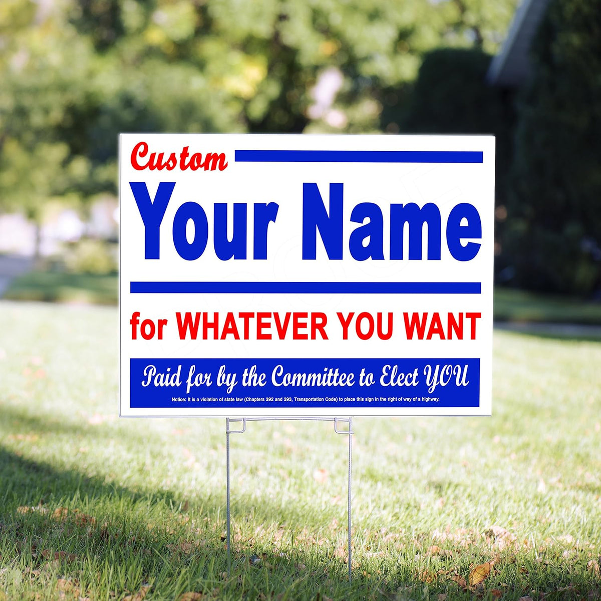 100 Pack 18 x 24" Two-Colors One Sided Yard Signs with 15" Tall Heavy Duty H-Stakes B19574