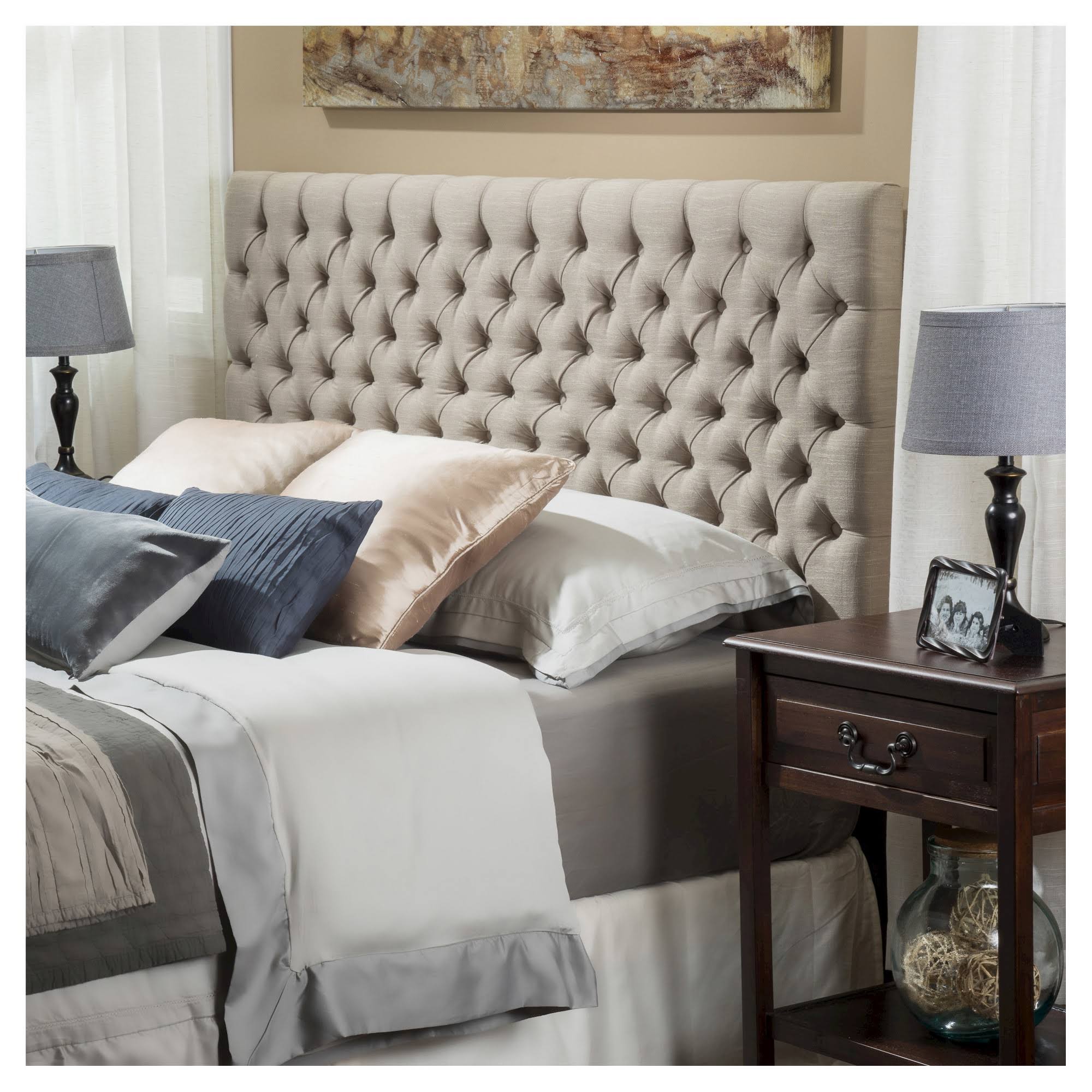 King Sand Button Tufted Headboard Y386508