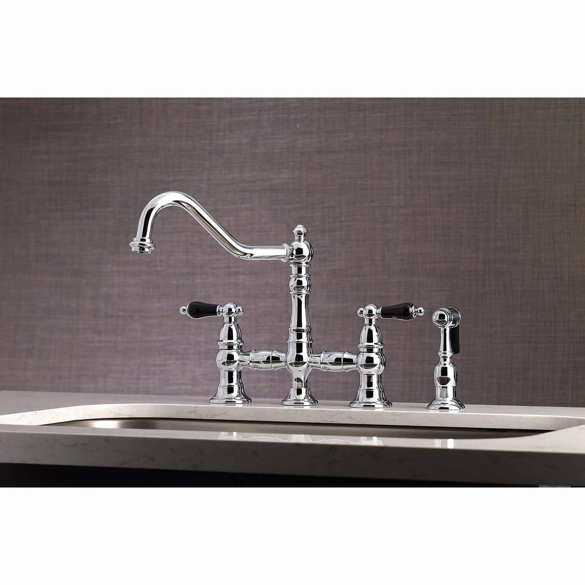 Polished Chrome Kitchen Faucet with Brass Sprayer M4402