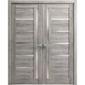 Solid French Double Doors 64 x 96 inches with Frosted Glass R12262