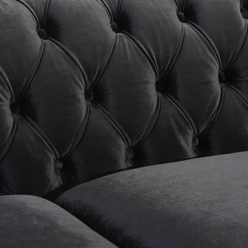 Midnight Blue Velvet Tufted 3 Seater Sofa T195815
