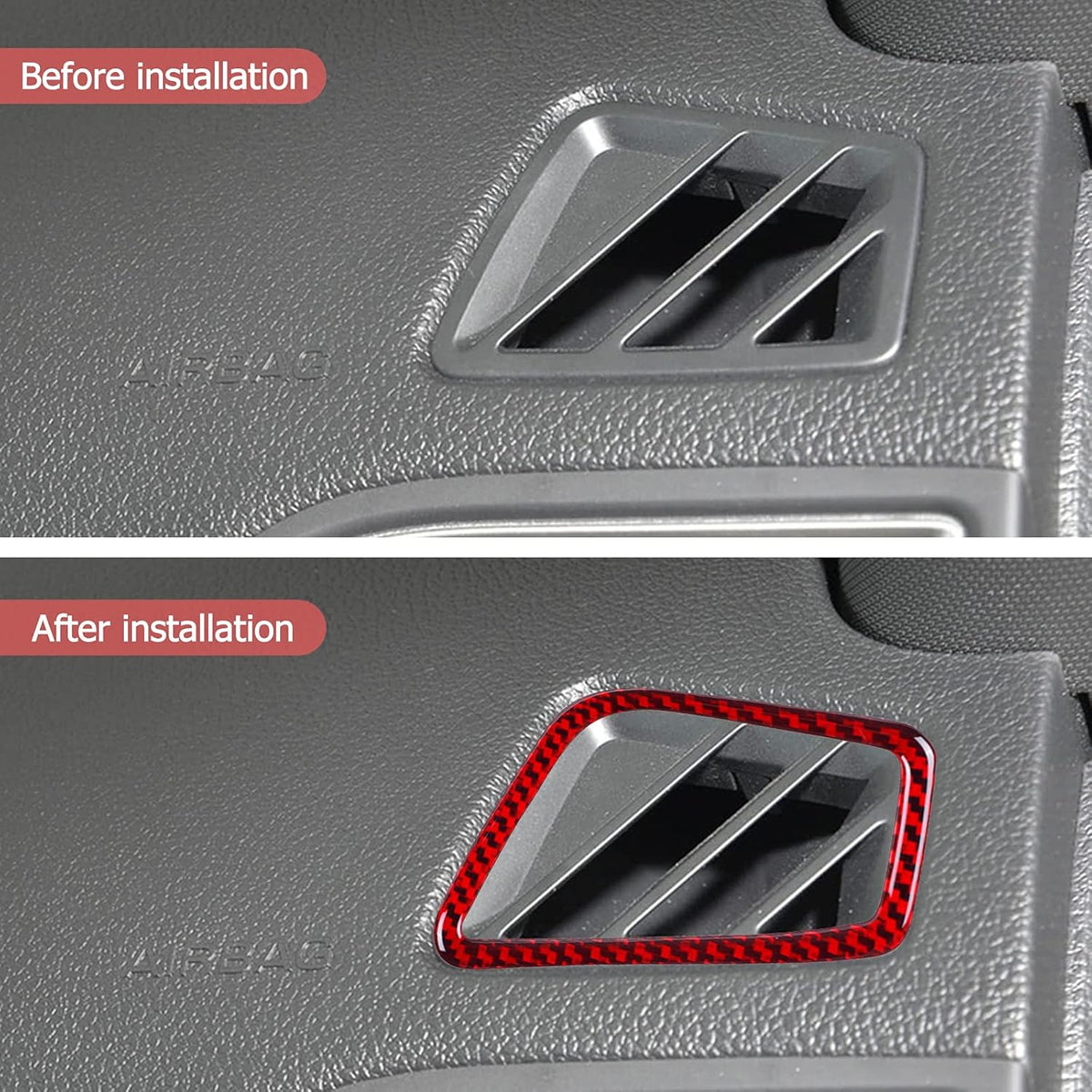 Carbon Fiber Interior Dashboard Air Vent Trims Decoration Sticker (Red) Pack of 2 P507921