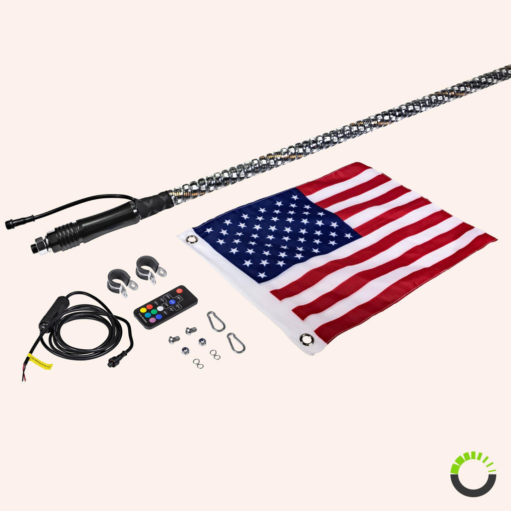 6ft Spiral LED Whip Lights with Wireless Remote J424