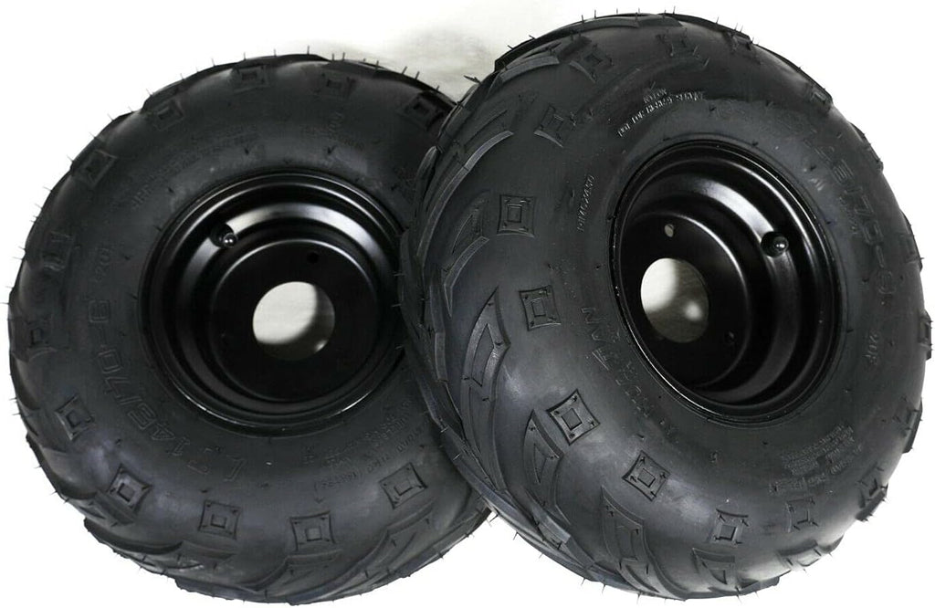 145/70-6 Tire with Rim Wheel for ATV Go Kart UTV Quad, Black Hub Y544123