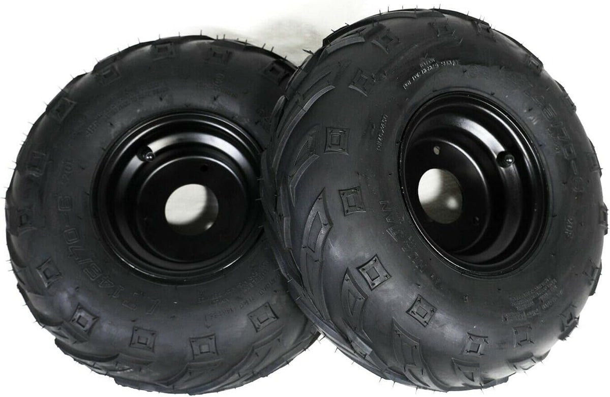 145/70-6 Tire with Rim Wheel for ATV Go Kart UTV Quad, Black Hub Y544123