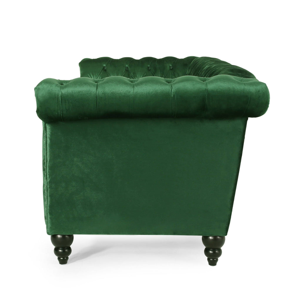 Midnight Blue Velvet Tufted 3 Seater Sofa T195815