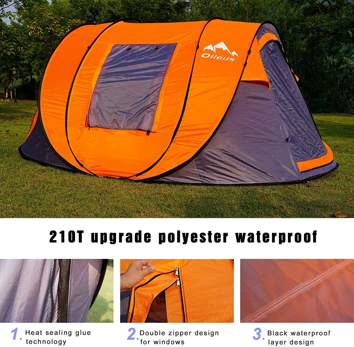 X-large Pop Up Dome Tent with Sky-window Portable Carrying Bag C734031