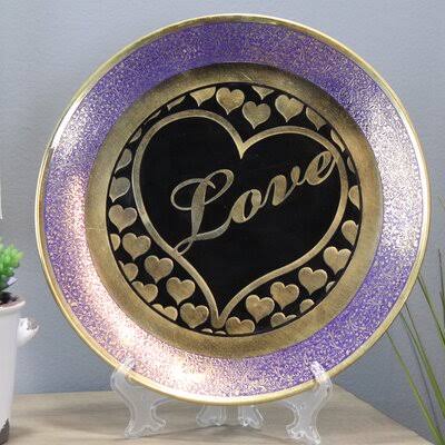 Loving Heart Wall Hanging Brass Accent Decorative Plate C35886