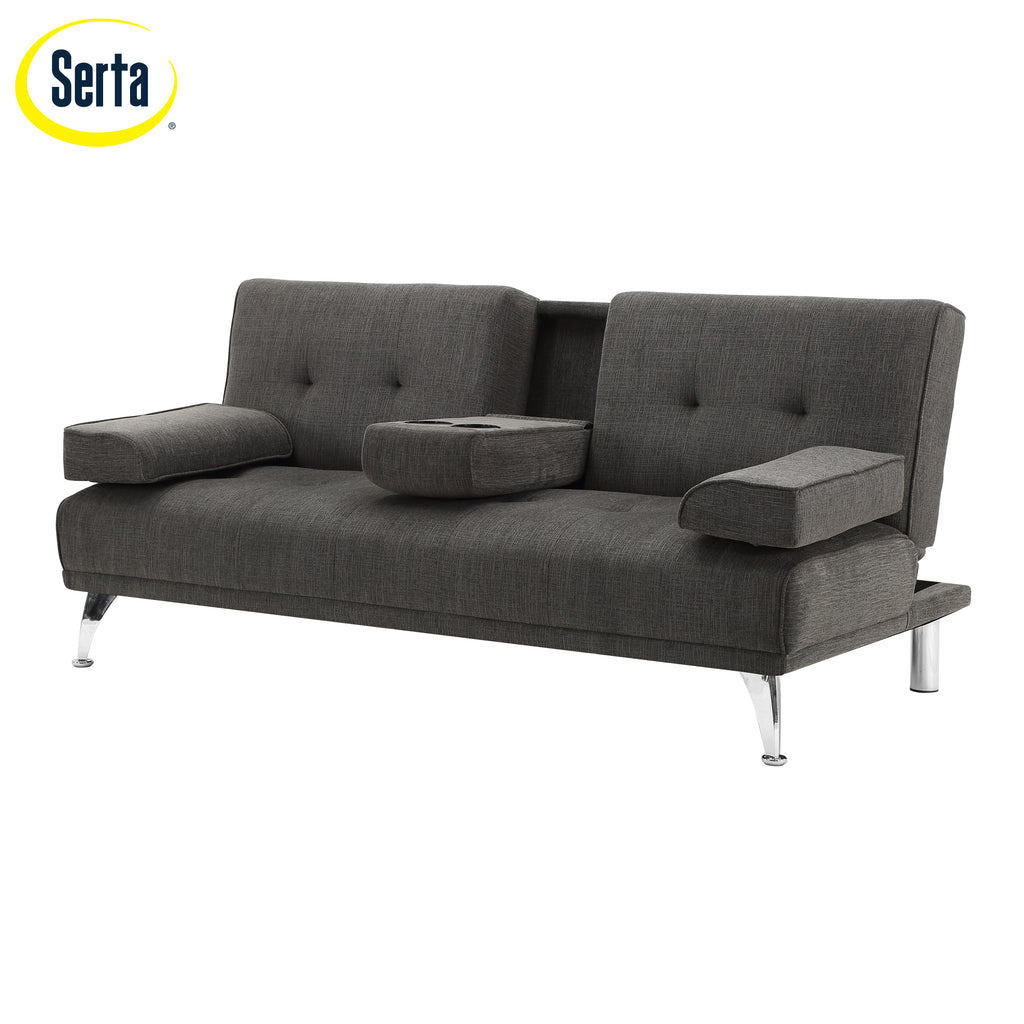 Charcoal Gray Fabric Indoor Sectional Sofa with Chaise I52496