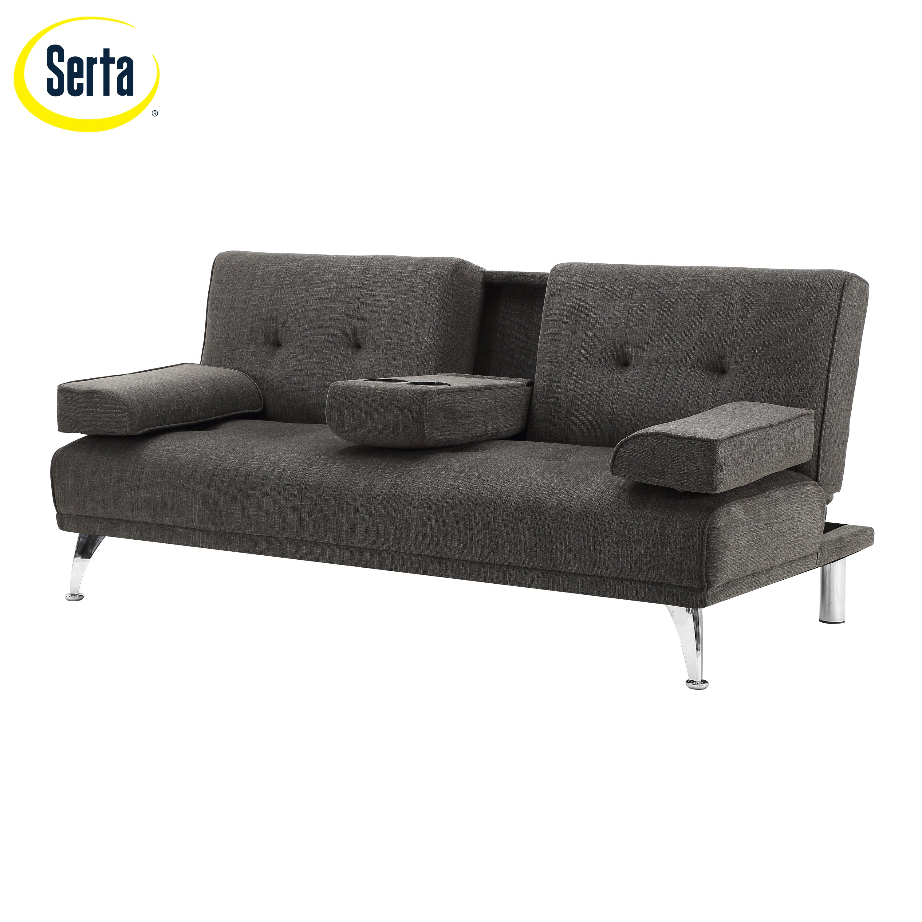 Charcoal Gray Fabric Indoor Sectional Sofa with Chaise I52496