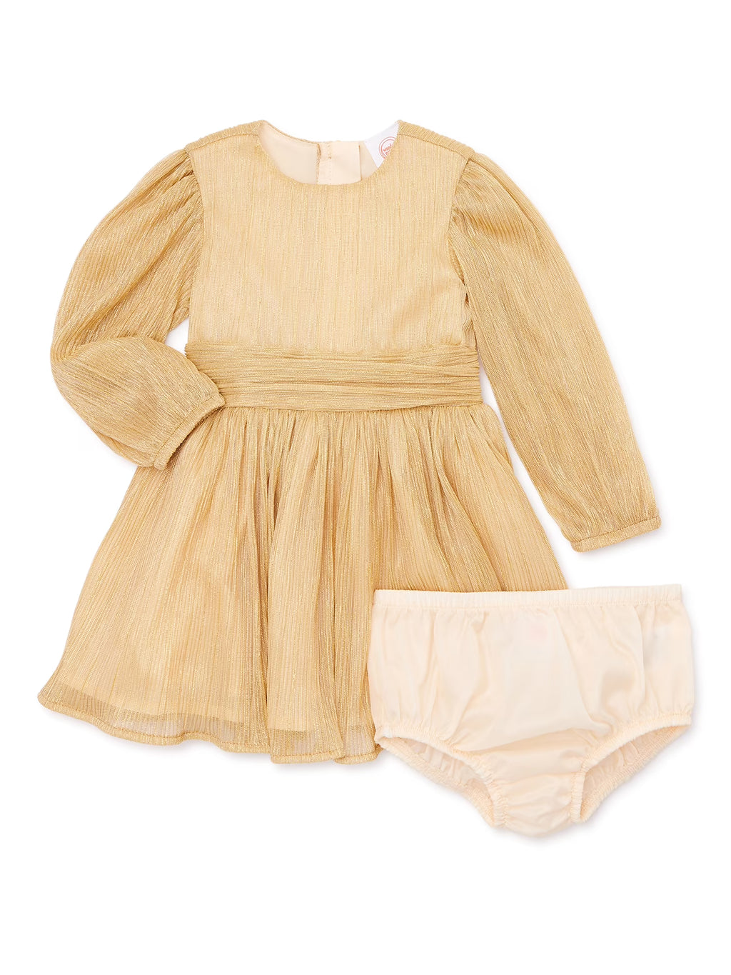 Baby Girls’ Long Sleeve Holiday Dress with Diaper Cover L96097