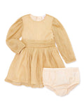 Baby Girls’ Long Sleeve Holiday Dress with Diaper Cover L96097