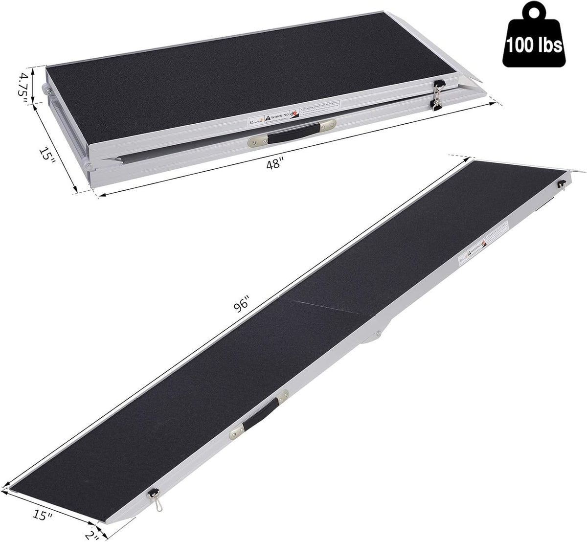 96" Portable Bi-Fold Pet Ramp with Safety Lock & Carry Handle N802